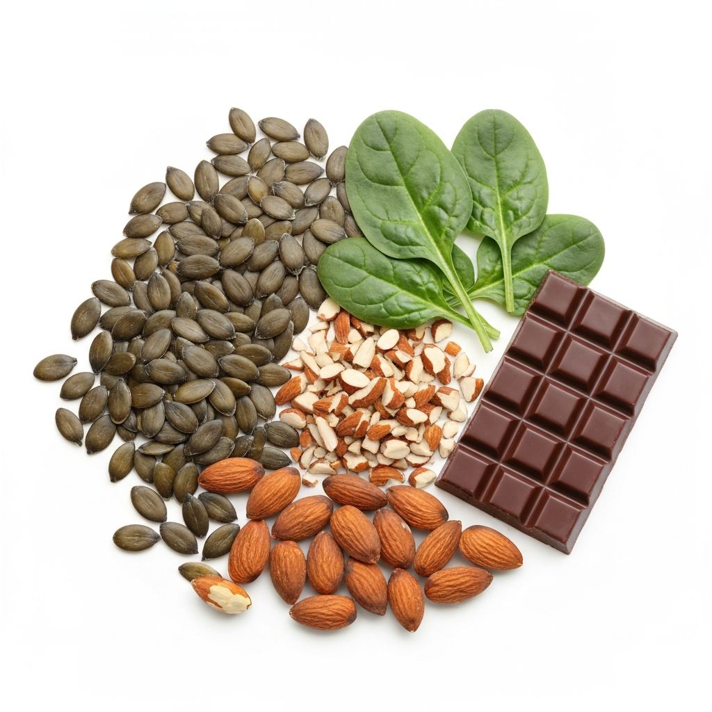 Natural magnesium sources - seeds, nuts, and vegetables